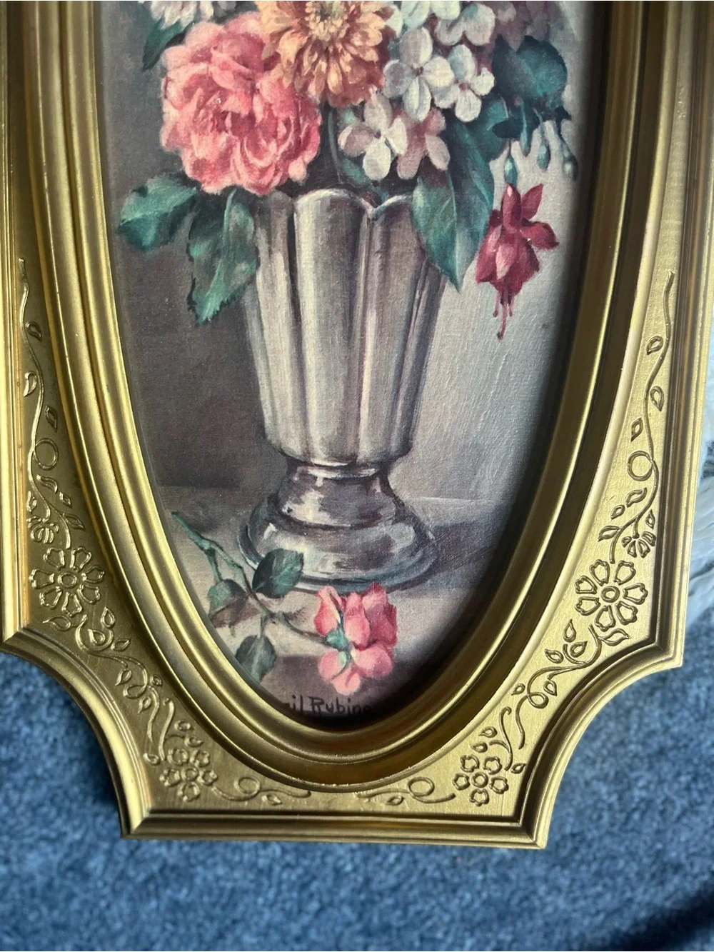 This vintage pair of floral wall art by Cecil Rubino from 1964-Syroco